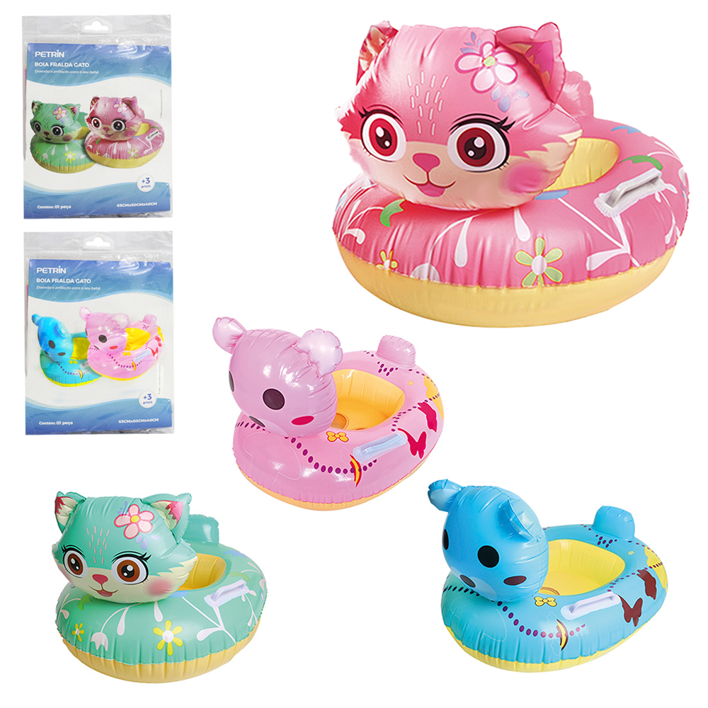 BOIA / BOTE INFLAVEL FRALDA BICHINHOS COM ENCOSTO E PEGADOR 65X50X40CM