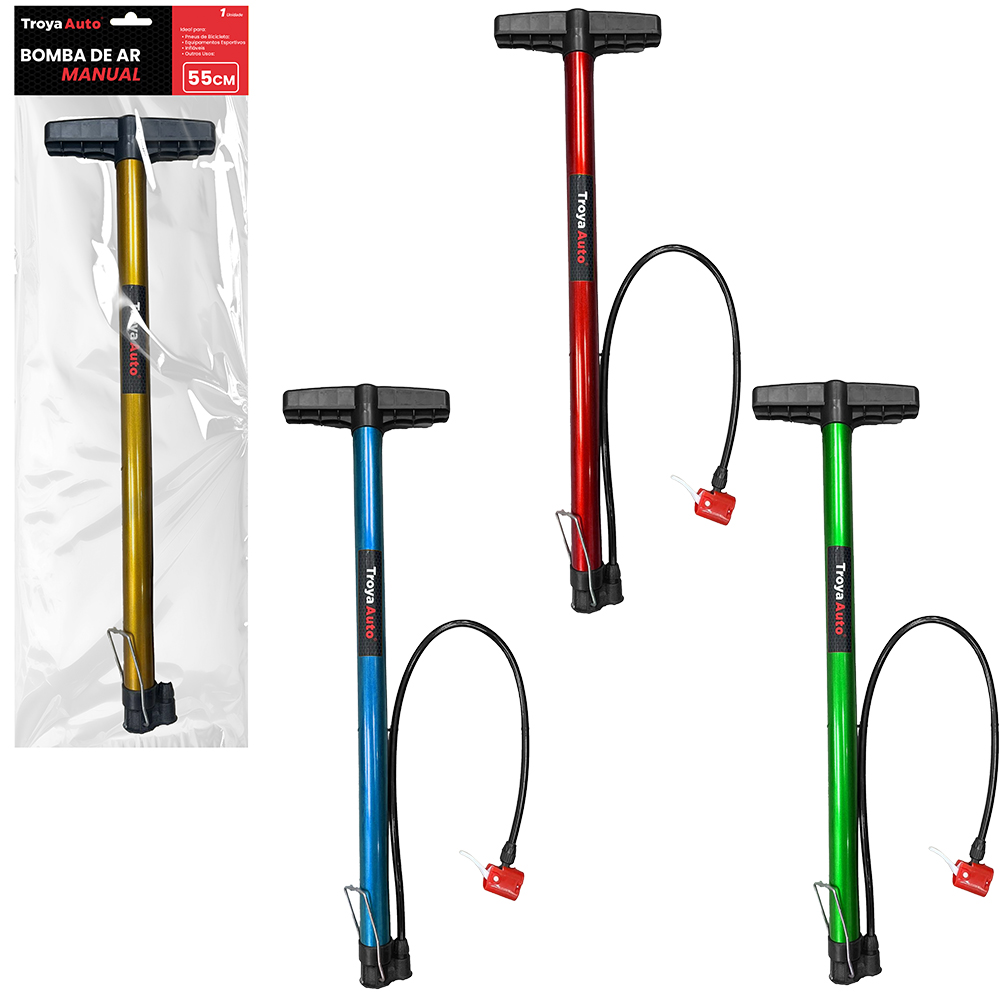 BOMBA DE AR MANUAL PARA INFLAVEIS COM PE E PUNHO DE PLASTICO 55CM
