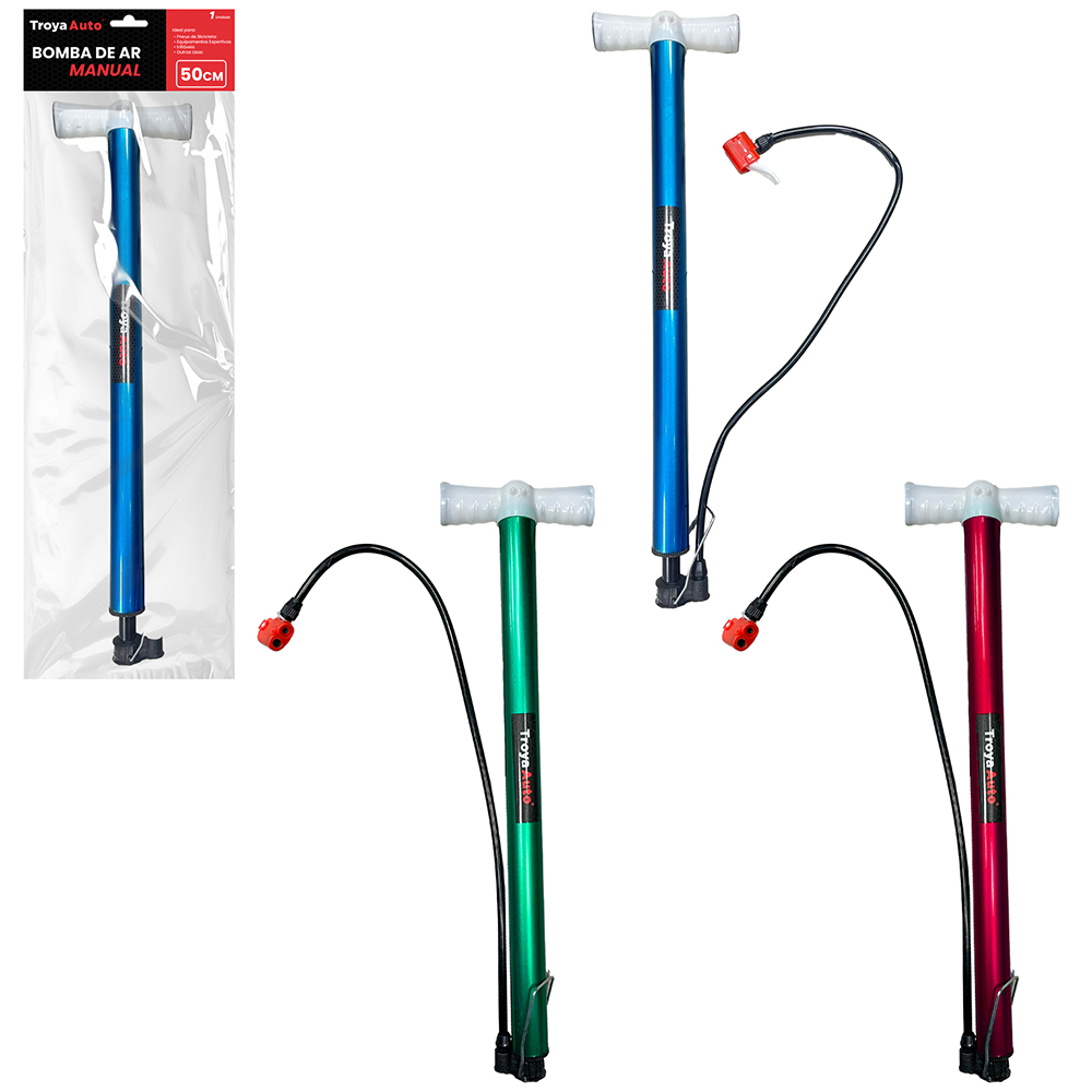 BOMBA DE AR MANUAL PARA INFLAVEIS COM PE E PUNHO DE PLASTICO 50CM