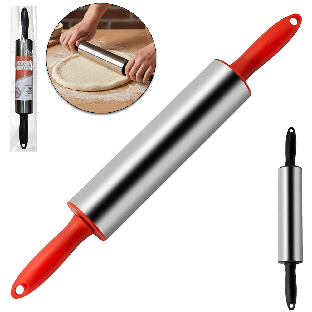 ROLO PARA MASSA DE INOX CABO PLASTICO 37,5X5CM DE Ø CAERUS HOME