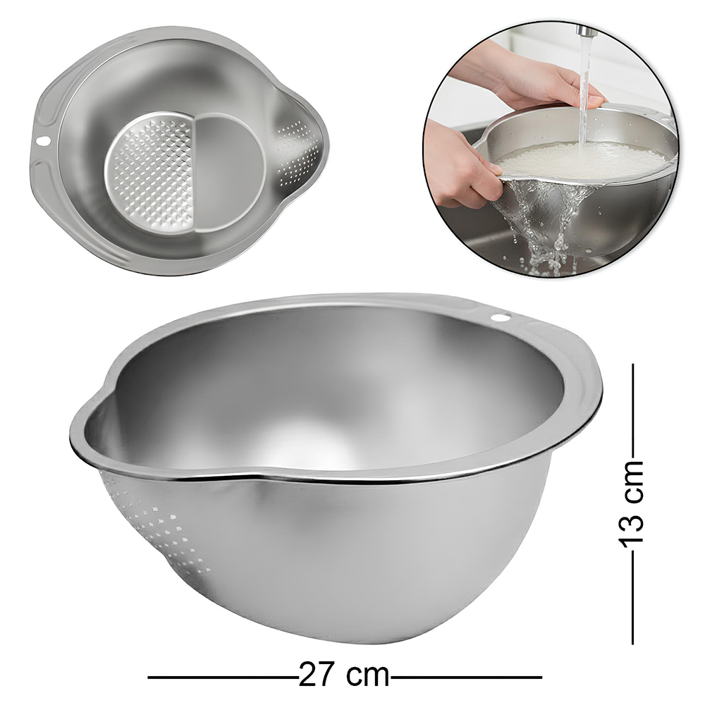 ESCORREDOR DE ARROZ DE INOX 27X24X13,5CM