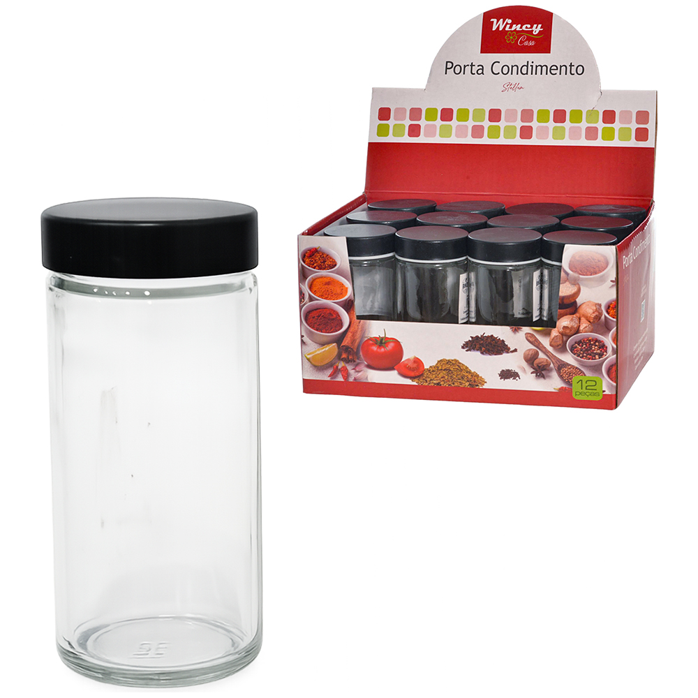 PORTA CONDIMENTO / QUEIJEIRA DE VIDRO COM TAMPA DE PLASTICO STELLUM 90ML DP PLAY 