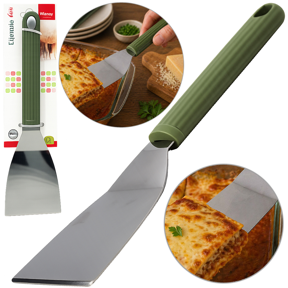 ESPATULA DE COZINHA DE GRAU DE INOX CABO PLASTICO VERDE LINES 24X7,5CM 