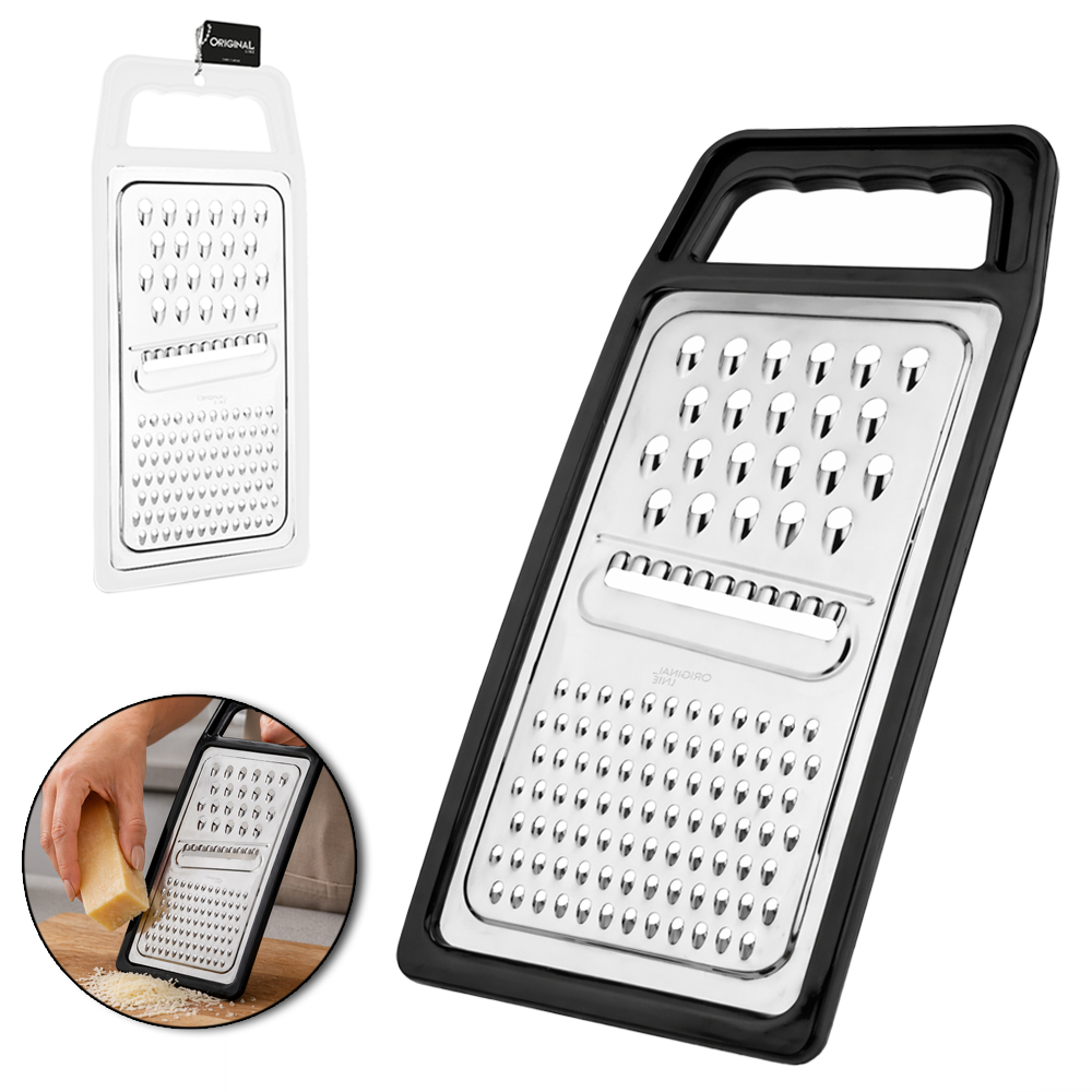  RALADOR DE INOX 1 FACE COM PEGADOR DE PLASTICO 9,5'' 24X11CM