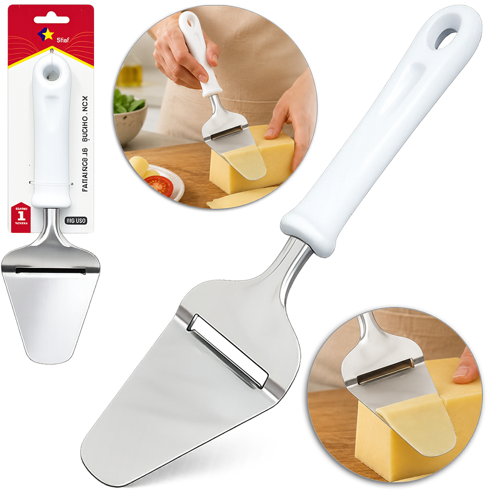 PLAINA DE QUEIJO DE INOX CABO PLASTICO BRANCO HOME STAR 22,5X8CM 