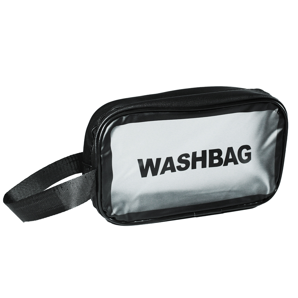 NECESSAIRE DE PVC RETANGULAR FEMININA WASHBAG COM ALCA E ZIPER 21X12X7CM