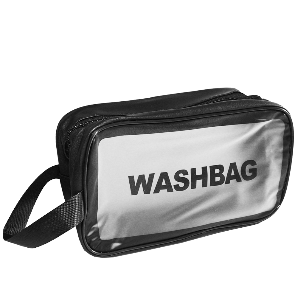 NECESSAIRE DE PVC RETANGULAR FEMININA WASHBAG COM ALCA E ZIPER 25X14X9CM