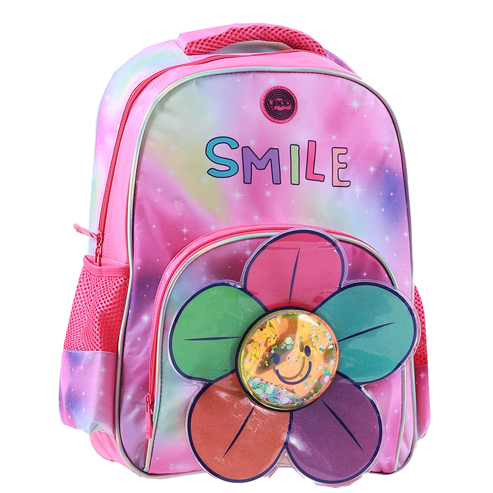 MOCHILA INFANTIL FEMININA SMILE COM FLOR YEPP 16''