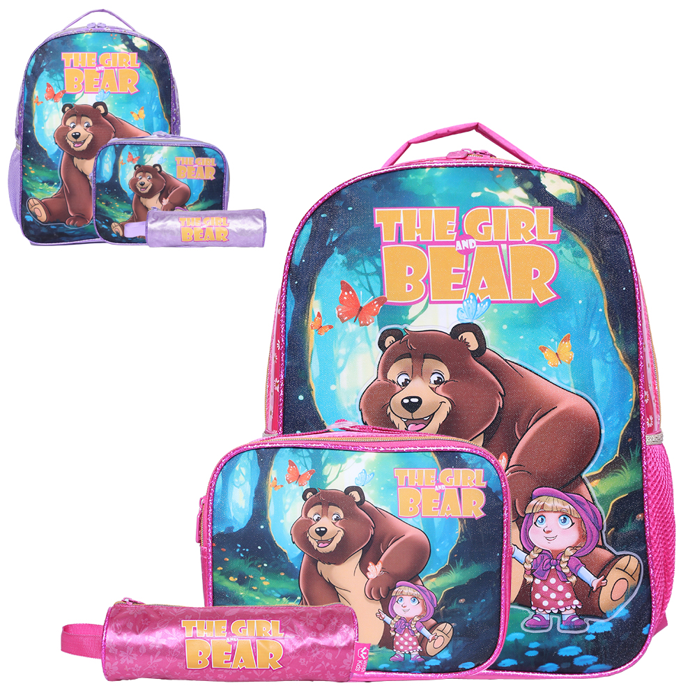 KIT MOCHILA INFANTIL FEMININA 17,5'' + LANCHEIRA E ESTOJO THE GIRLS AND BEAR