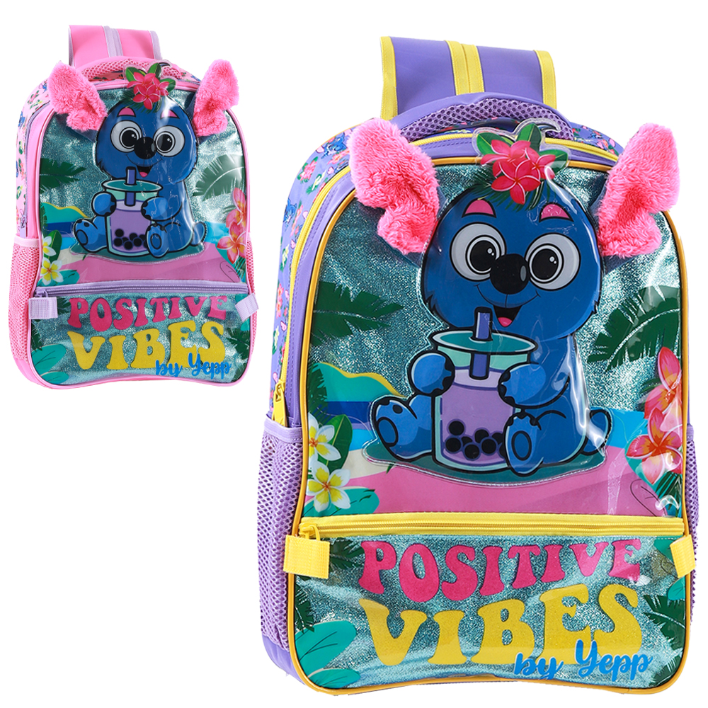 MOCHILA INFANTIL FEMININA POSITIVE VIBES BY YEPP 16''