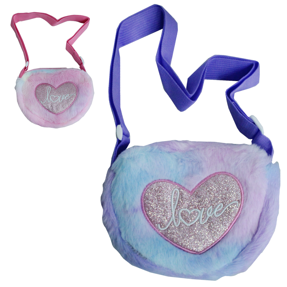 BOLSA FEMININA CORACAO LOVE DE PELUCIA 17X14X4,5CM