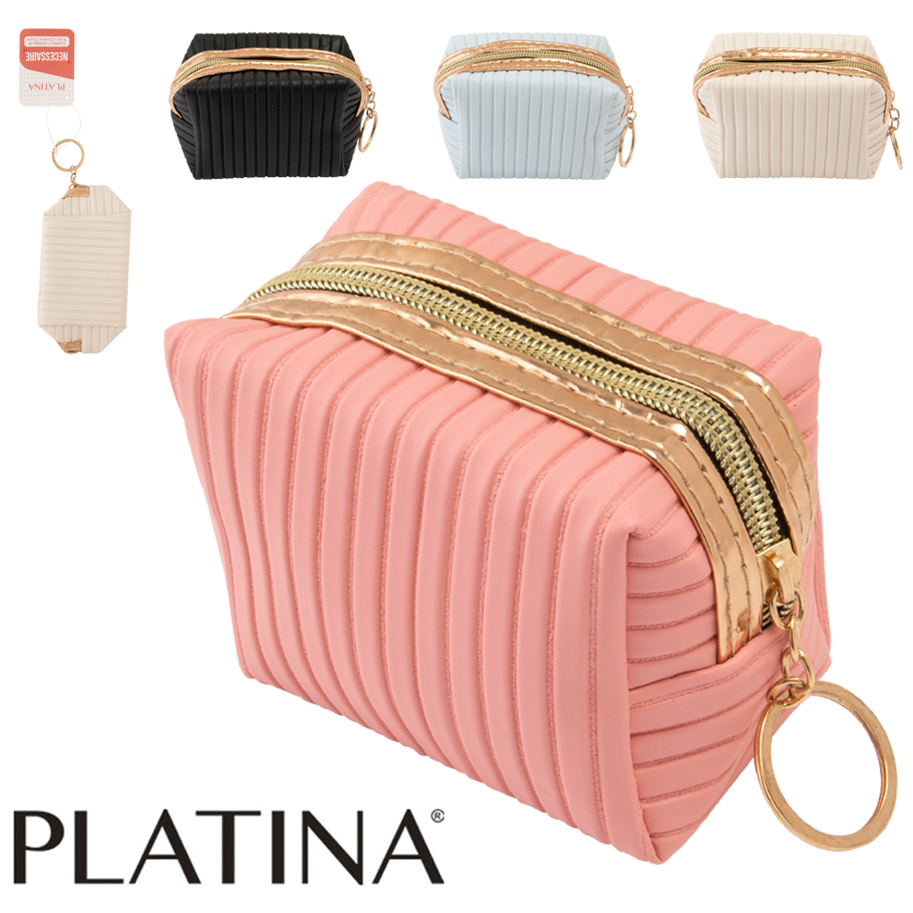 NECESSAIRE DE PU RETANGULAR UNISSEX COM ALCA E ZIPER PLATINA 9X7,5X3,5CM