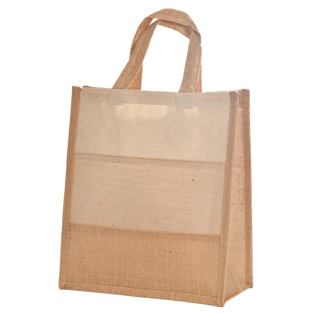 BOLSA FEMININA RETANGULAR DE JUTA SUN WAY 34X30X15CM