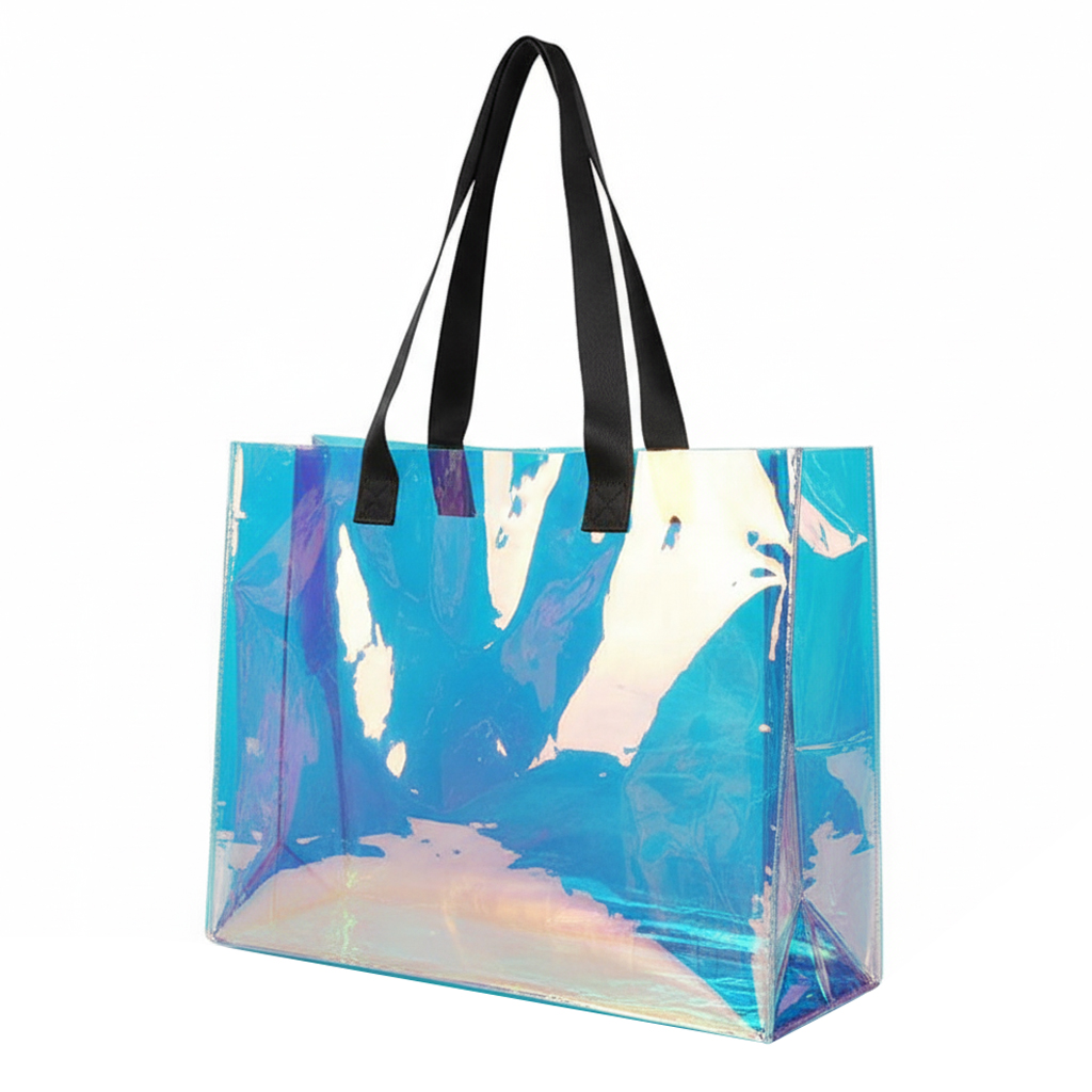 BOLSA SACOLA DE PVC RETANGULAR CINTILANTE 40X31,5X8,5CM