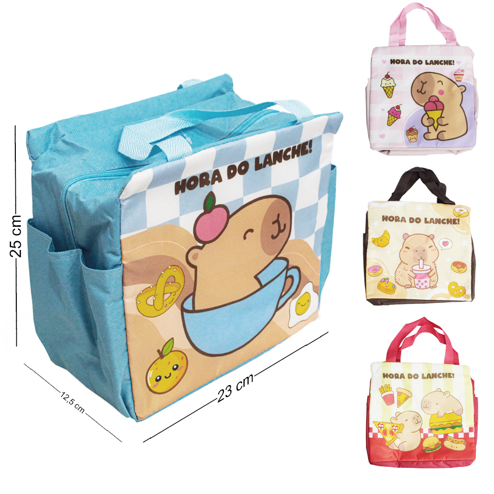BOLSA TERMICA CAPIVARA HORA DO LANCHE 25X23X12,5CM