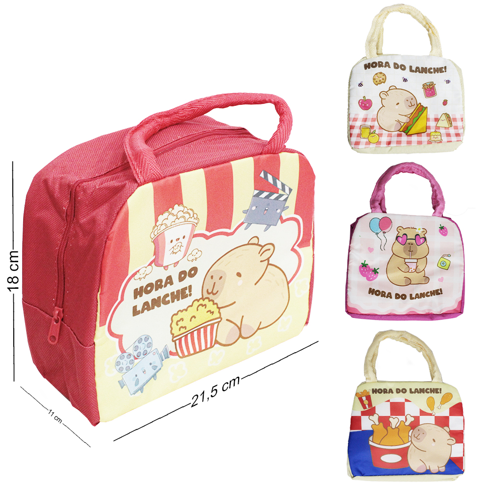 BOLSA TERMICA CAPIVARA HORA DO LANCHE 21,5X18X11CM