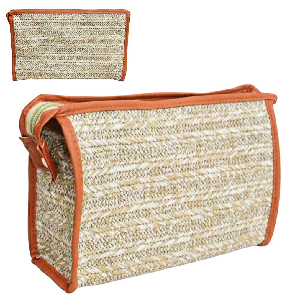 NECESSAIRE PALHA DE PVC RETANGULAR COM ALCA E ZIPER VERSY 25X15X7CM