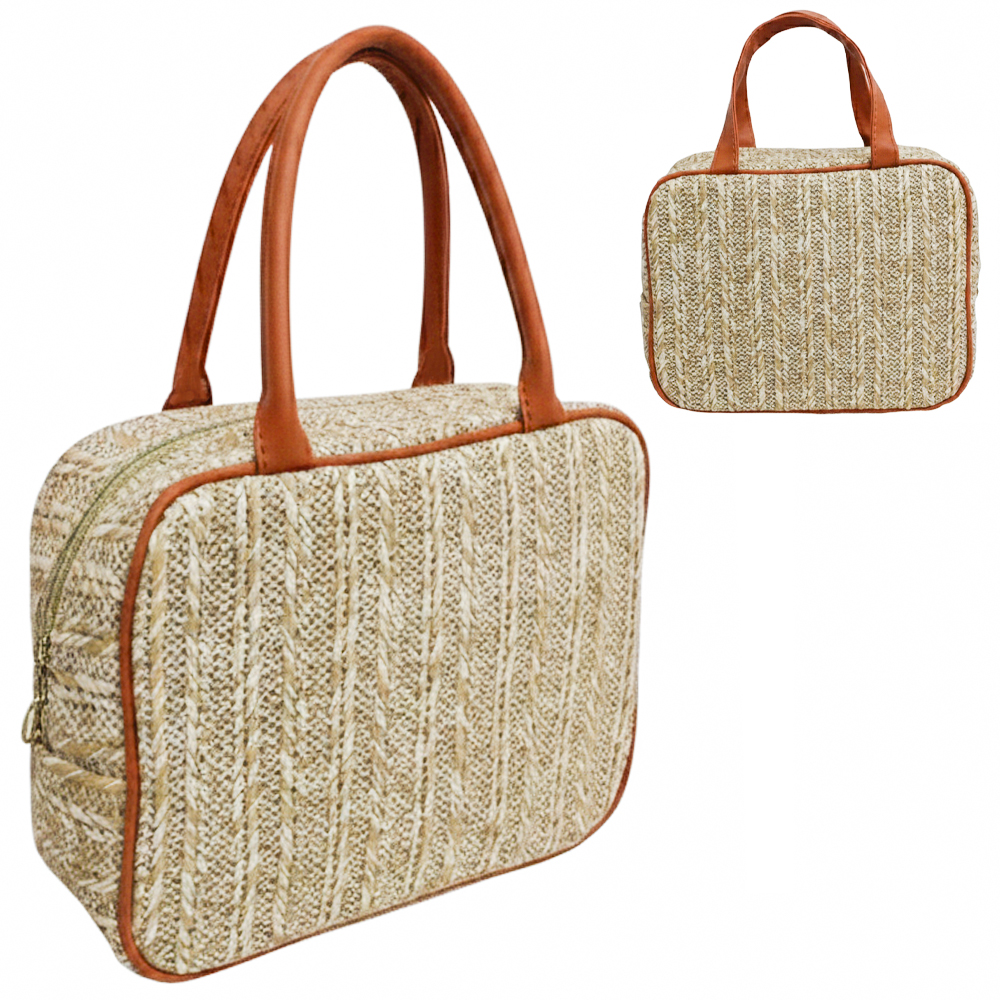 NECESSAIRE PALHA DE PVC RETANGULAR COM ALCA E ZIPER VERSY 24X19X9CM