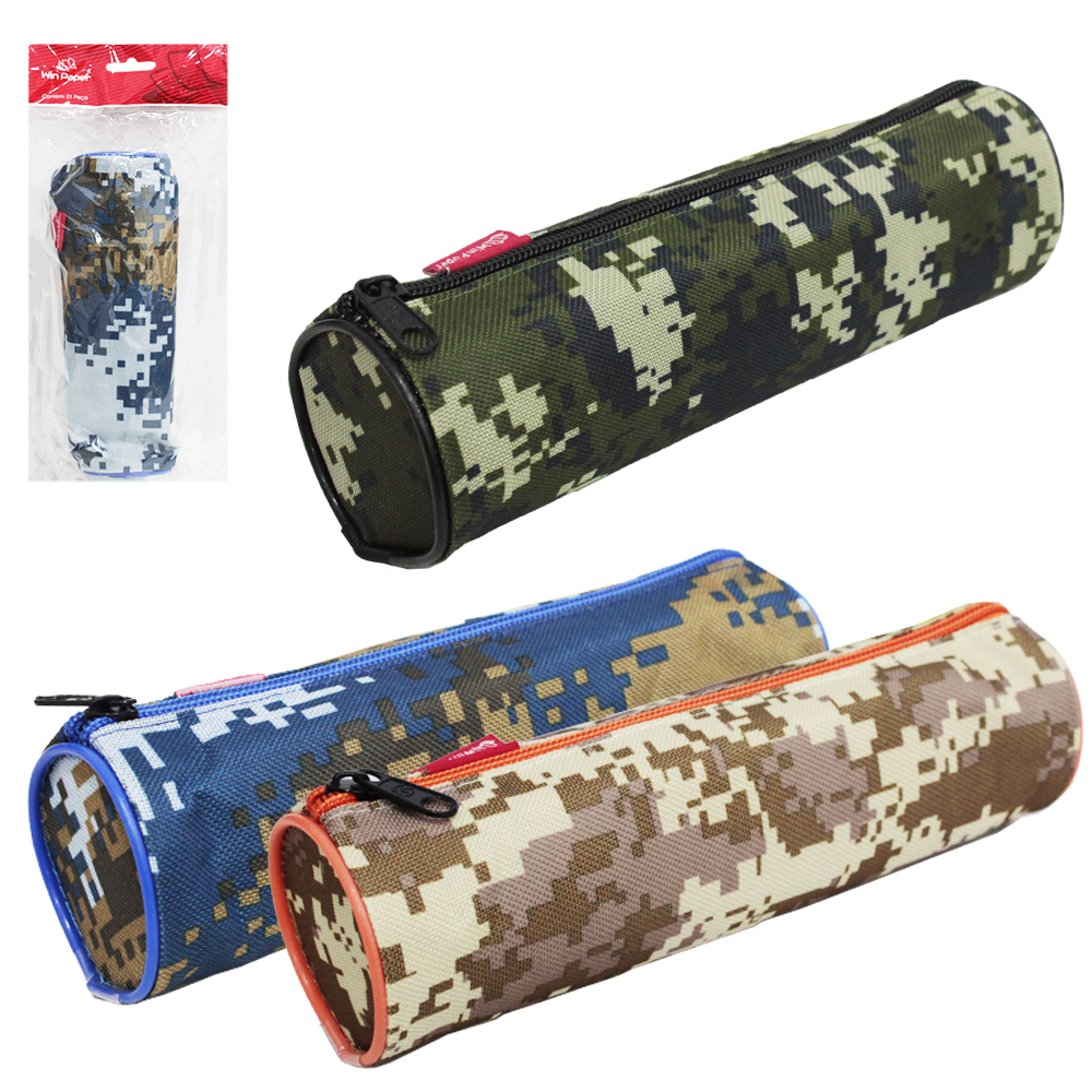 ESTOJO ESCOLAR JUVENIL UNISSEX REDONDO MILITAR PIXER 22X6CM DE Ø