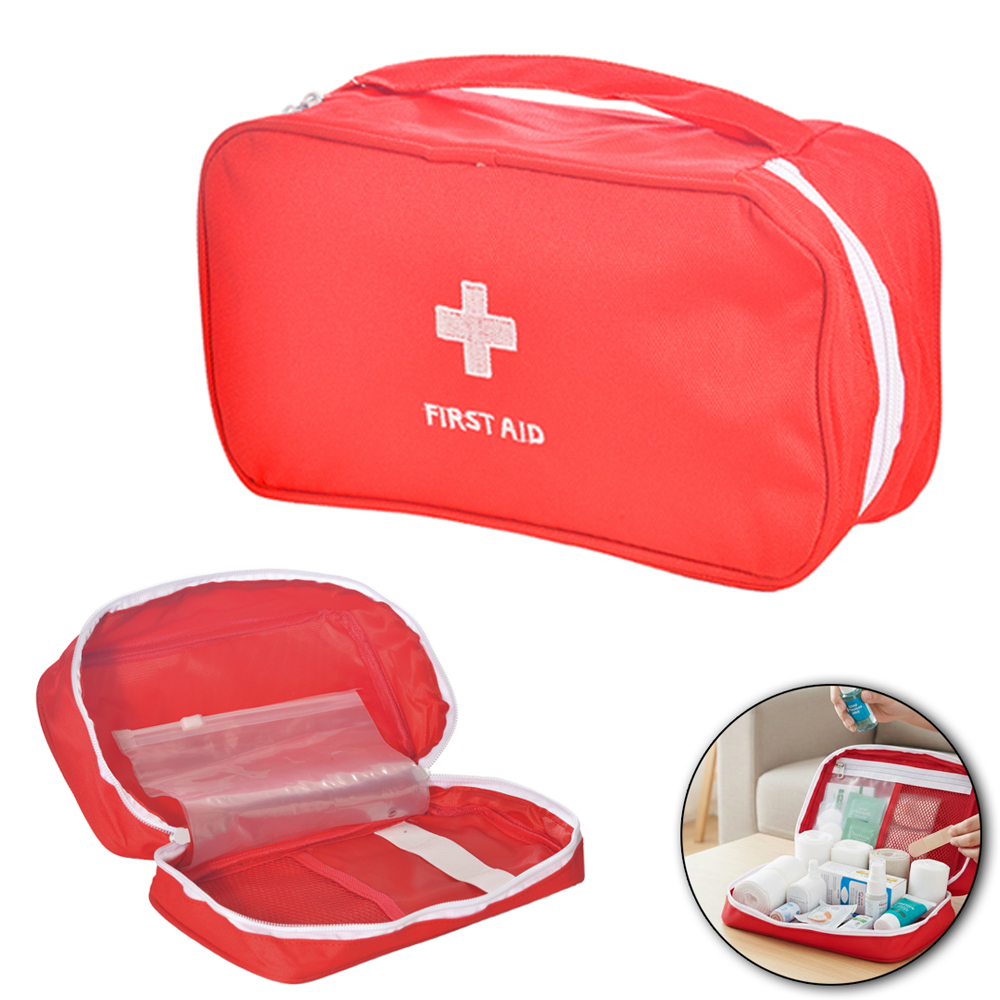 NECESSAIRE PRIMEIROS SOCORROS DE POLIESTER RETANGULAR COM ALCA E ZIPER 23,5X13X7,5CM