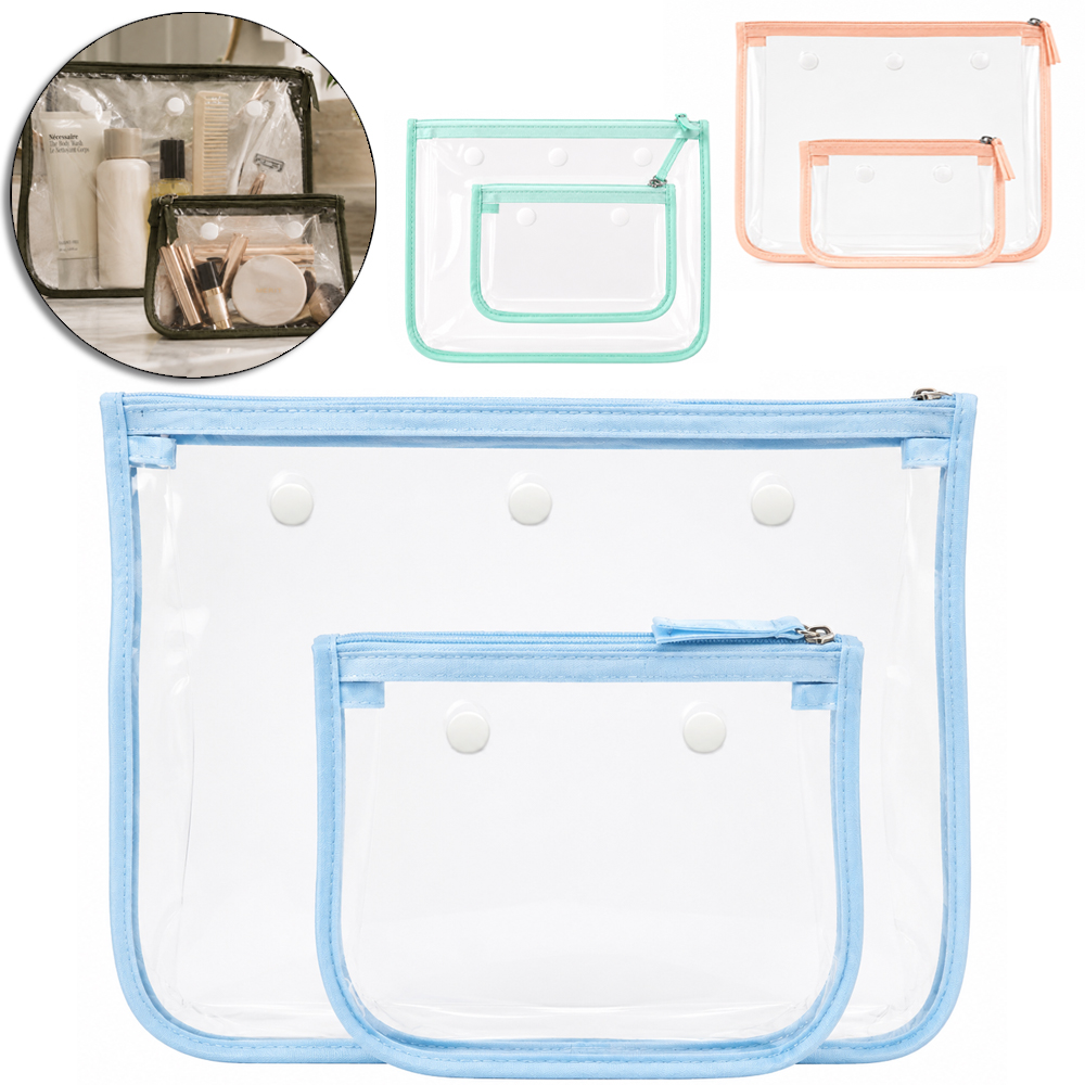 NECESSAIRE DE PVC RETANGULAR UNISSEX + ZIPER 2 PECAS 28,5X24X7CM