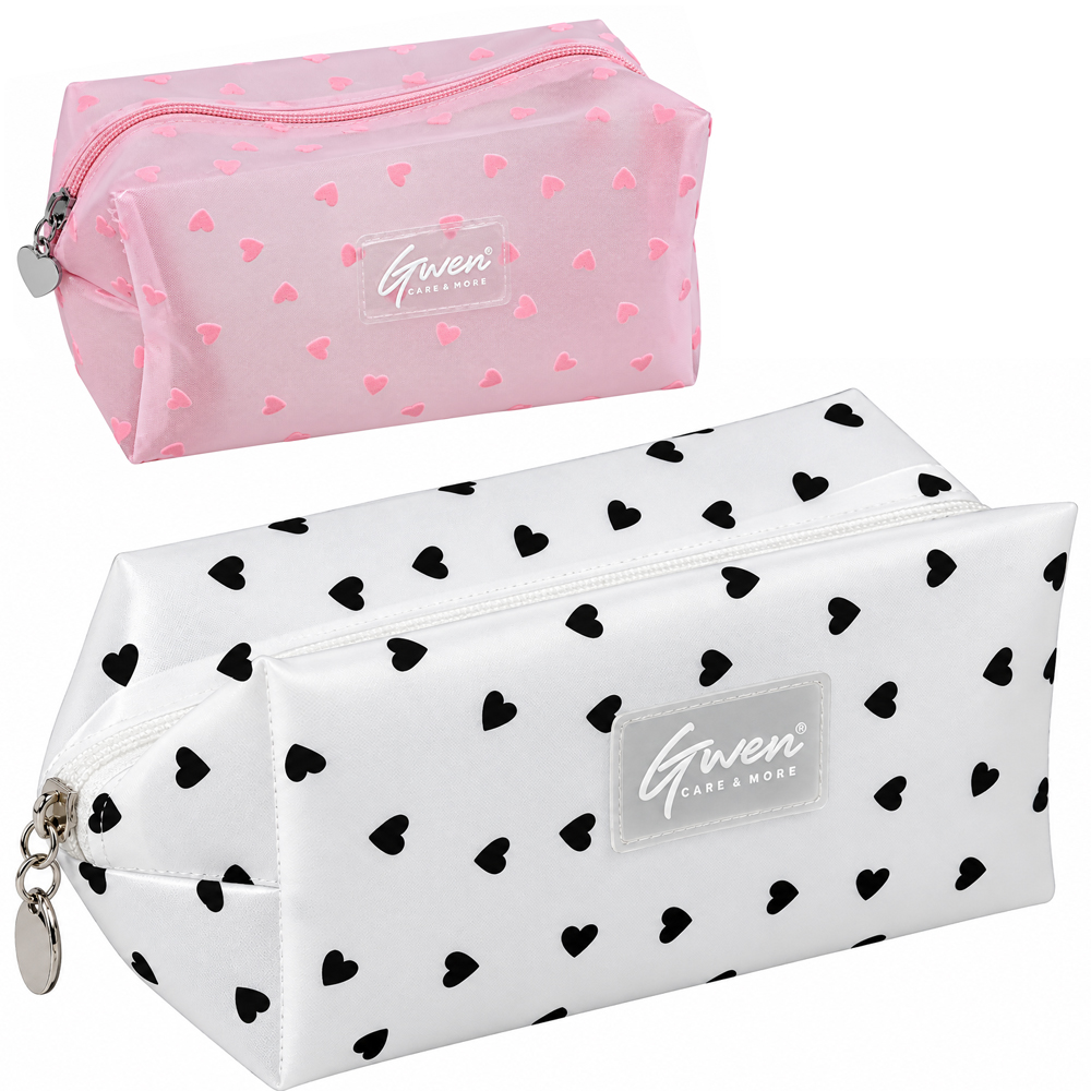 NECESSAIRE DE PVC RETANGULAR FEMININA CORACAO COM ZIPER GWEN CARE & MORE 19X10X8CM 