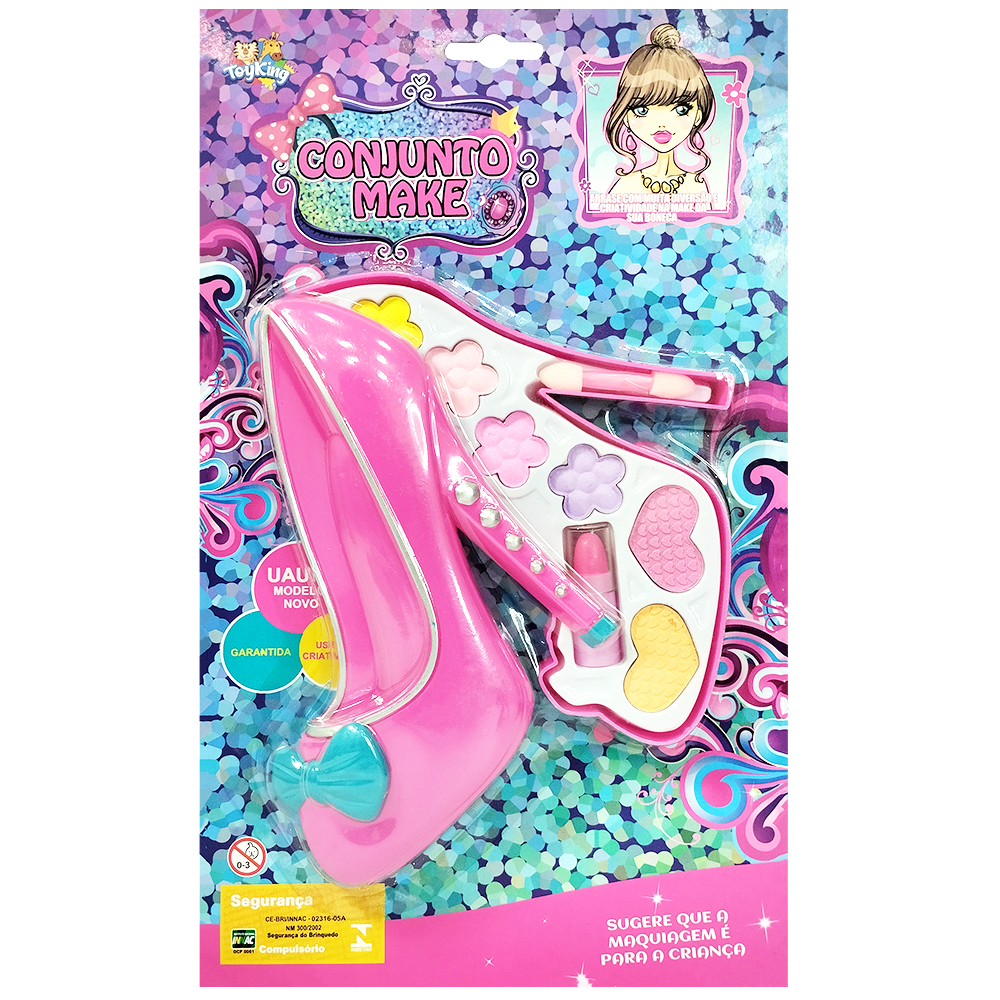 ESTOJO DE MAQUIAGEM COM SOMBRA + PINCEL PARA BONECA SALTO ALTO