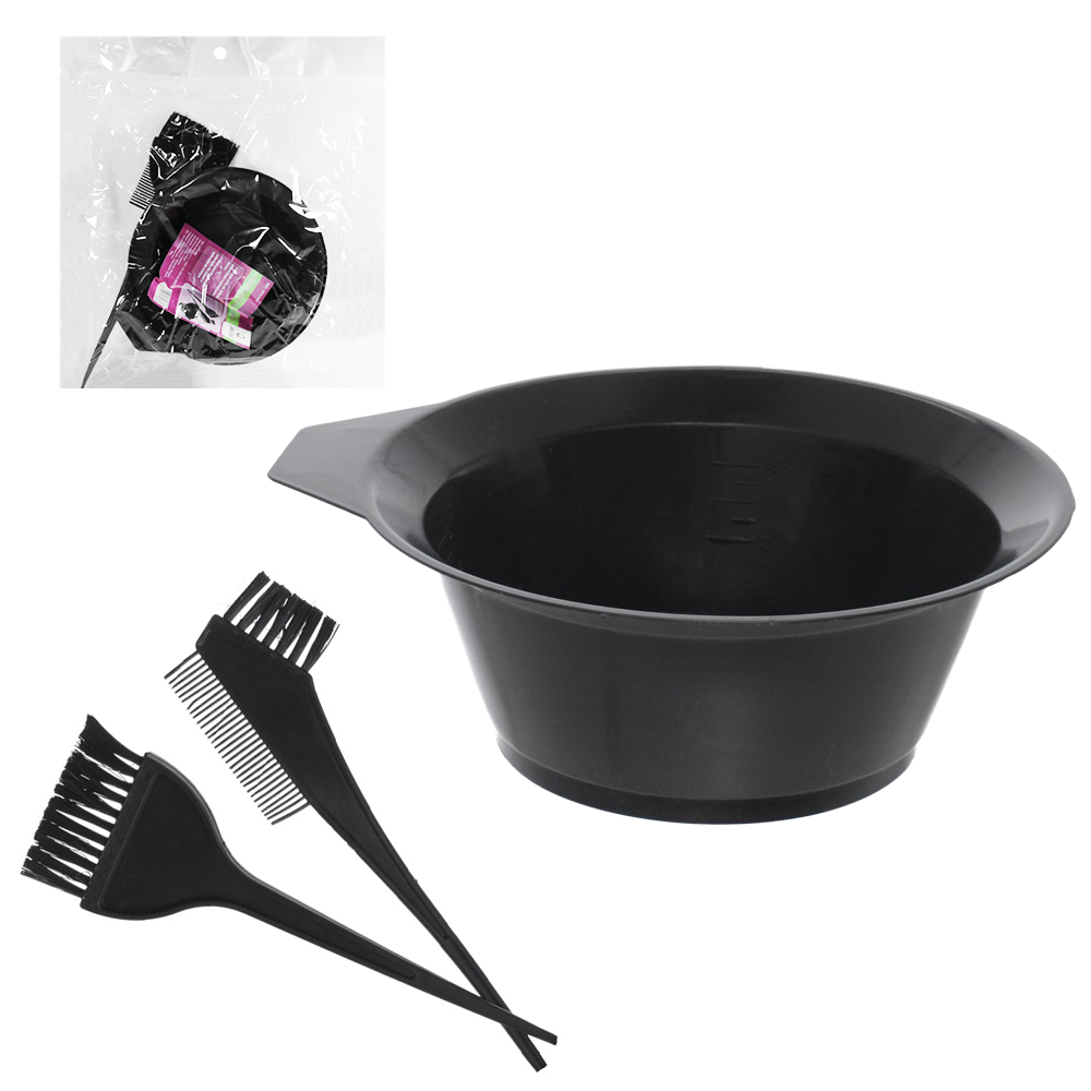 KIT TINTURA PARA CABELO COM POTE + PINCEL E PENTE PRETO 3 PECAS 