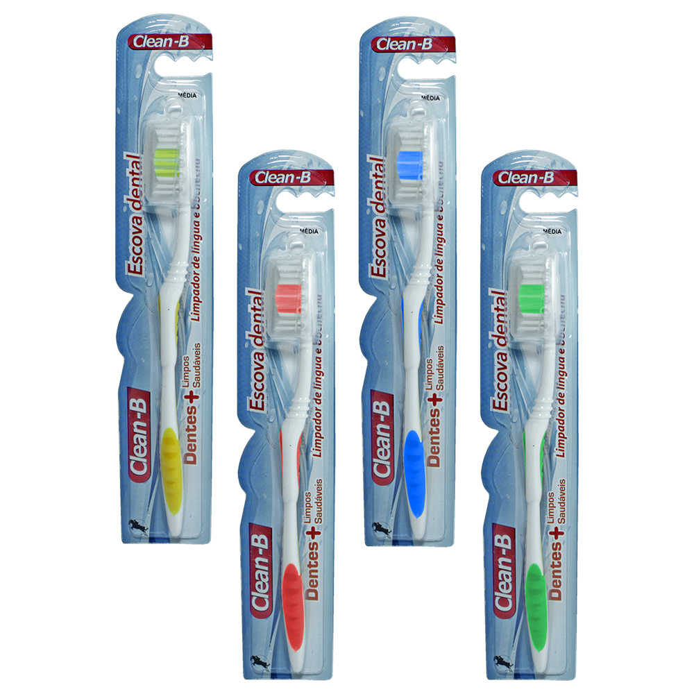 ESCOVA DENTAL MEDIA COM PROTETOR DE CERDA CLEAN-B