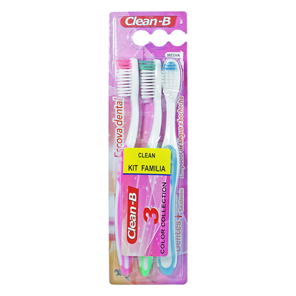 ESCOVA DENTAL MEDIA CLEAN-B COM 3 PECAS