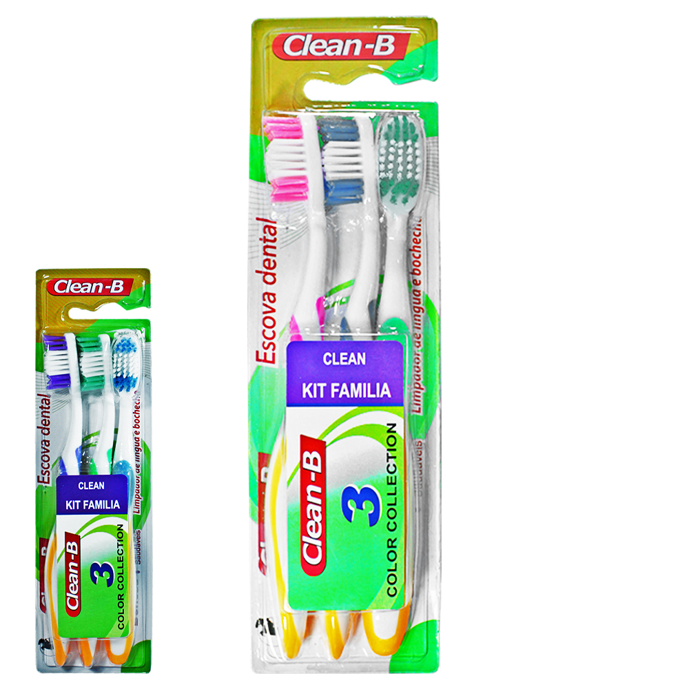 ESCOVA DENTAL MEDIA CLEAN-B COM 3 PECAS