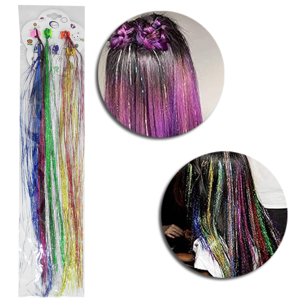 KIT ACESSORIOS PARA CABELO MECHAS COM PRESILHA 6 PECAS 40CM