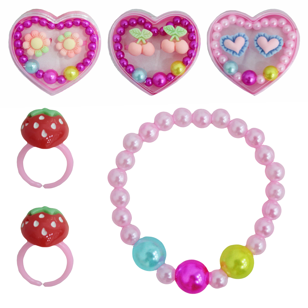 KIT BELEZA / BIJUTERIA INFANTIL COM PULSEIRA + 2 ANEIS ACESSORIOS FASHION