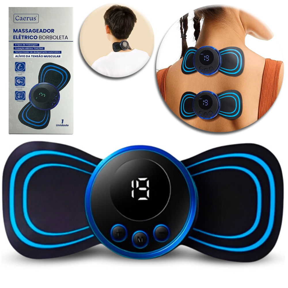 MINI MASSAGEADOR ELETRICO BORBOLETA RECARREGAVEL PORTATIL COM CABO USB