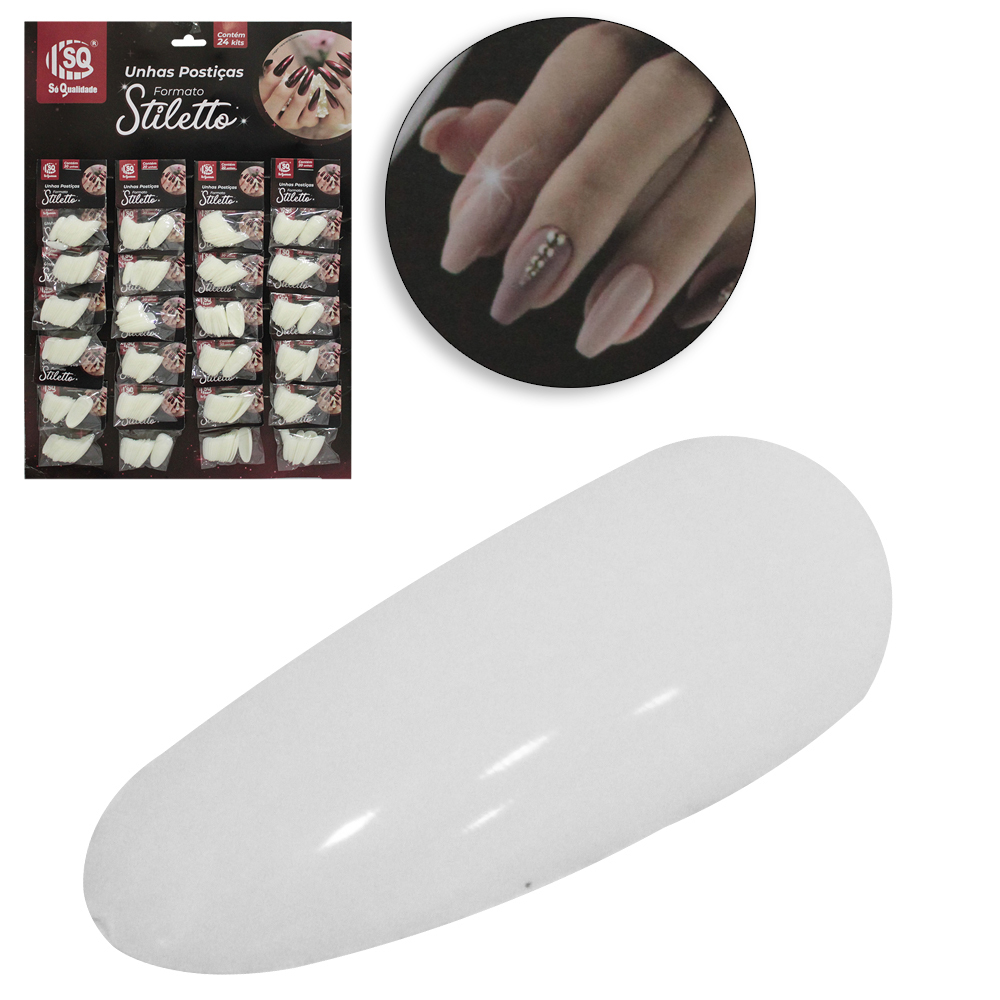 KIT DE UNHAS POSTICAS STILETTO PARA MAOS COM 576 PECAS