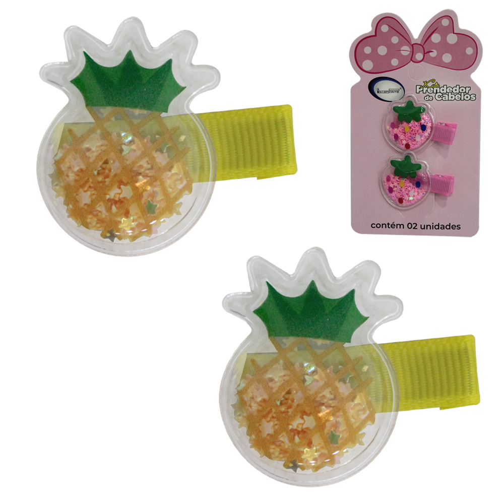 KIT ACESSORIOS PARA CABELO PRESILHA FRUTAS COM 2 PECAS