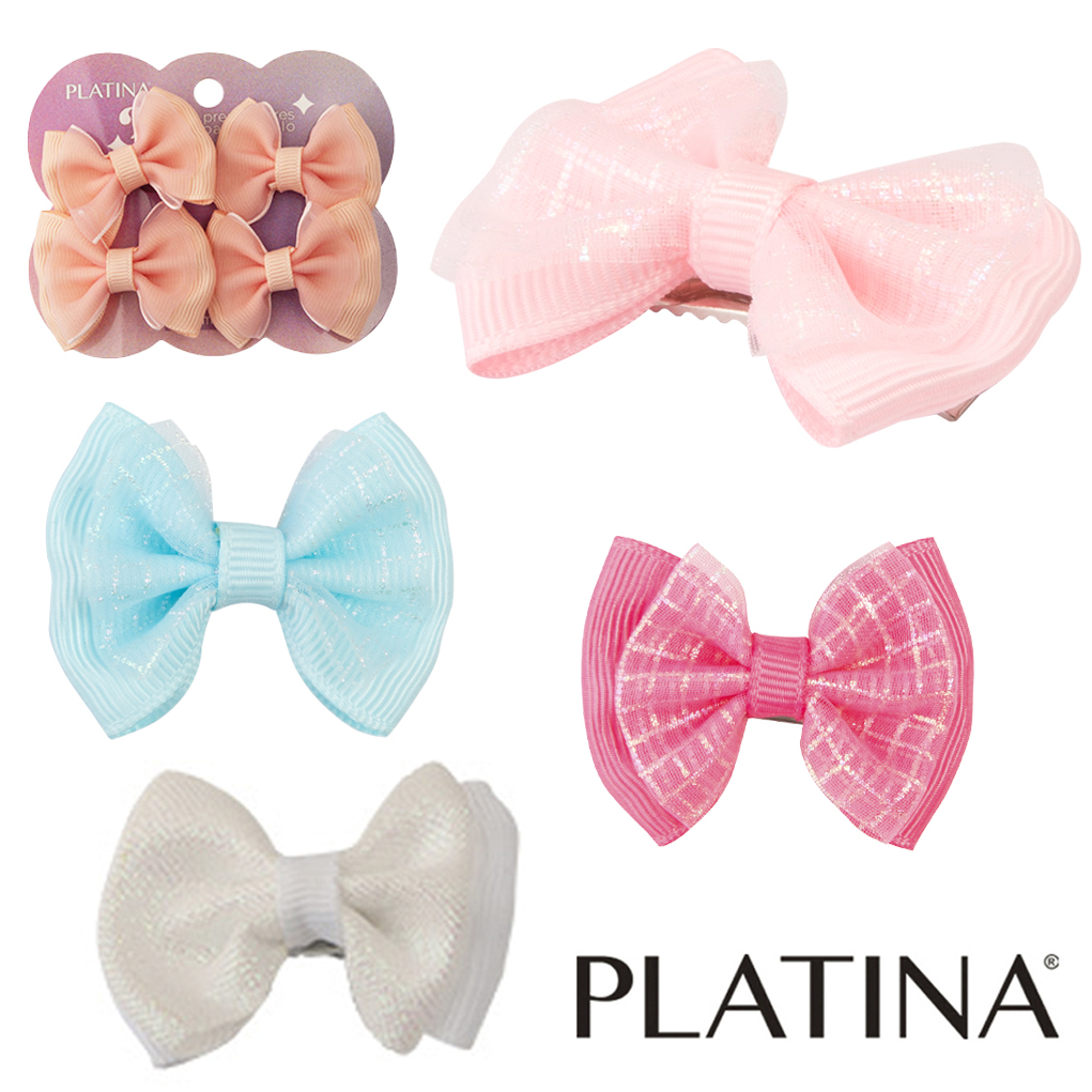 KIT ACESSORIOS PARA CABELO PRESILHA LACO PLATINA COM 4 PECAS 4,5X3,5X1,5CM