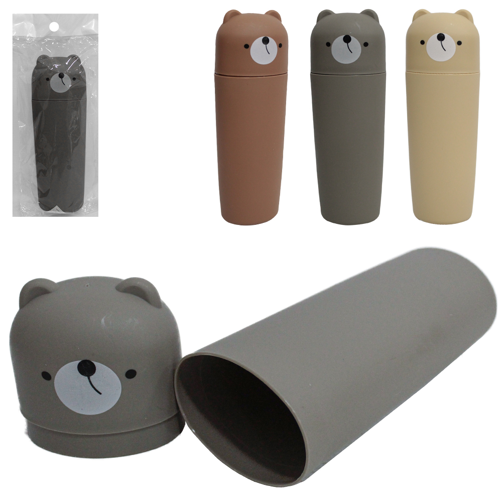 PORTA ESCOVA / ESTOJO DENTAL DE PLASTICO URSO BIPARTIDO 20X6,5X5CM