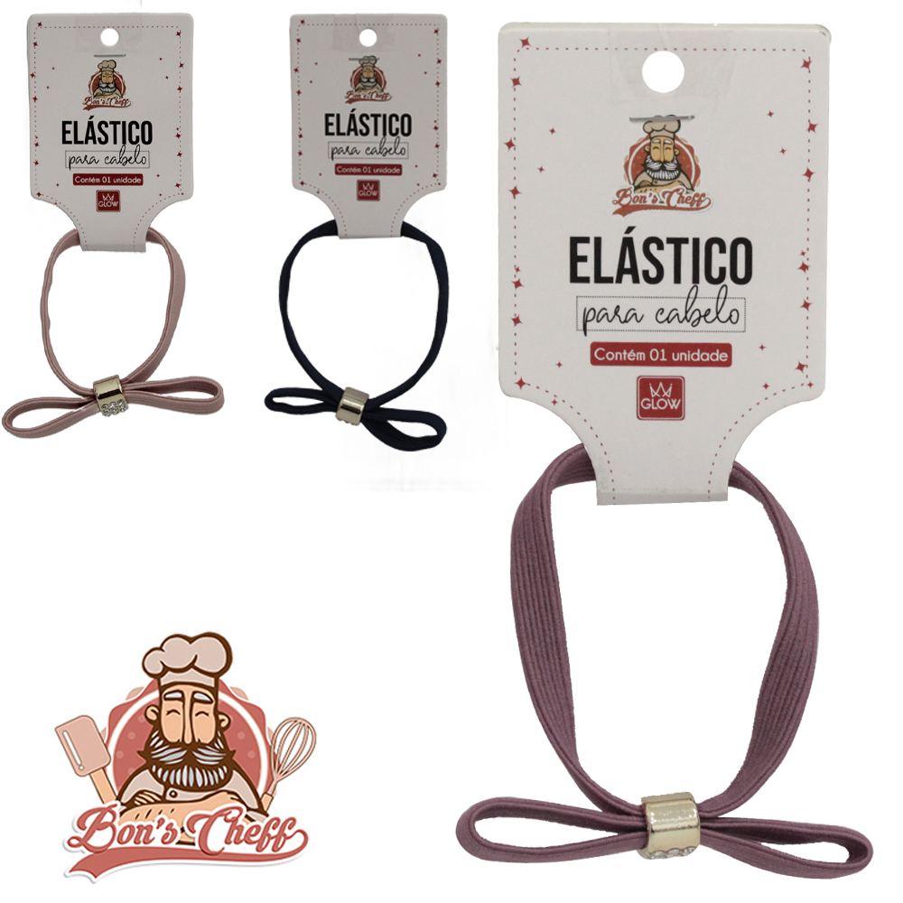 KIT ACESSORIOS PARA CABELO ELASTICO / RABICO POLIESTER COM LACO E STRASS 8CM DE Ø