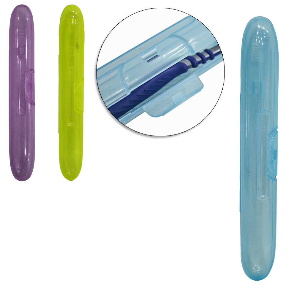 PORTA ESCOVA / ESTOJO DENTAL INDIVIDUAL DE PLASTICO FLIP COM TRAVA 21,5X3X3CM