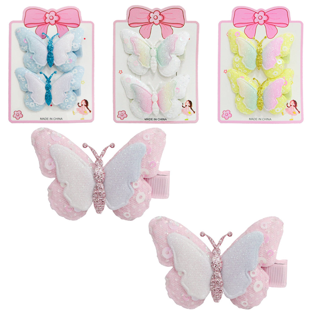 KIT ACESSORIOS PARA CABELO PRESILHA BORBOLETA COM 2 PECAS 6X4,5X1CM
