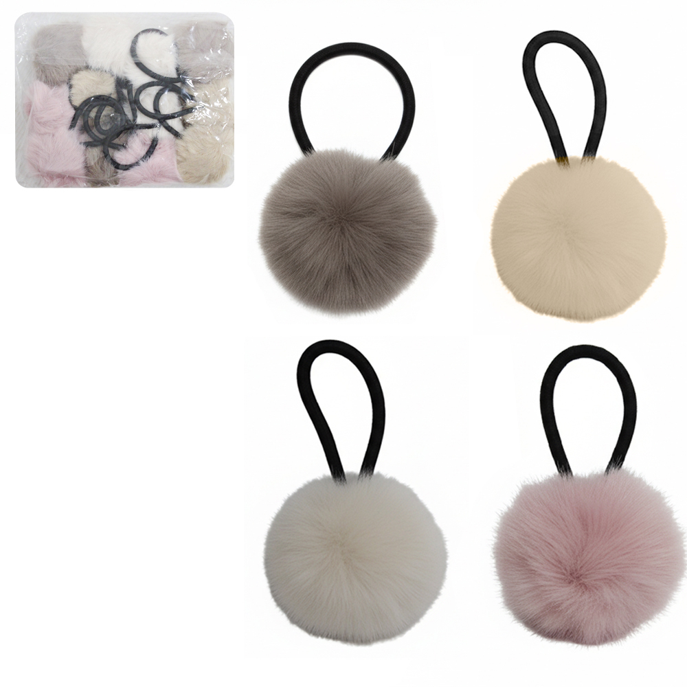 KIT ACESSORIOS PARA CABELO ELASTICO / RABICO COM POM POM 12 PECAS 4CM DE Ø