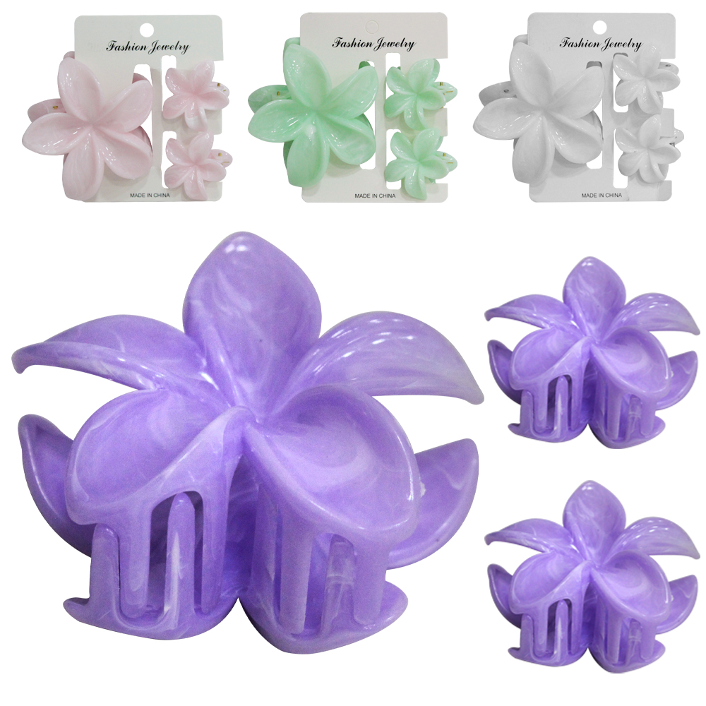 KIT ACESSORIOS PARA CABELO PIRANHA FLOR COM 3 PECAS