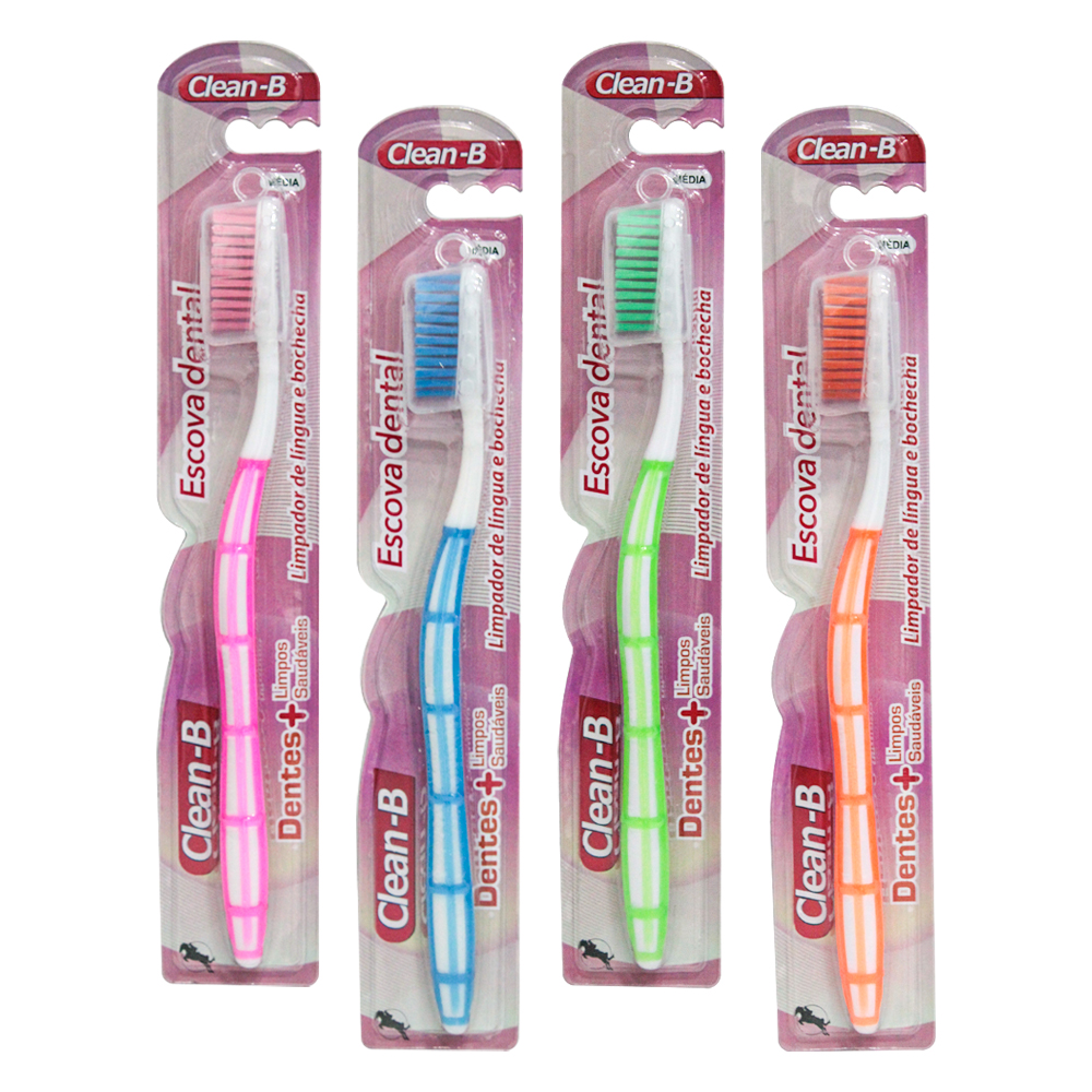 ESCOVA DENTAL MEDIA COM PROTETOR DE CERDA CLEAN-B