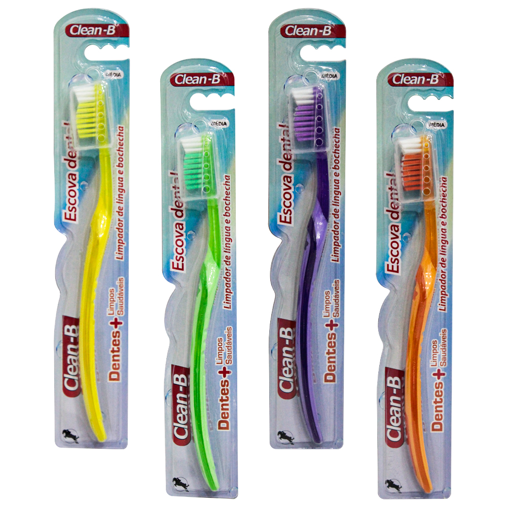 ESCOVA DENTAL MEDIA COM PROTETOR DE CERDA CLEAN-B