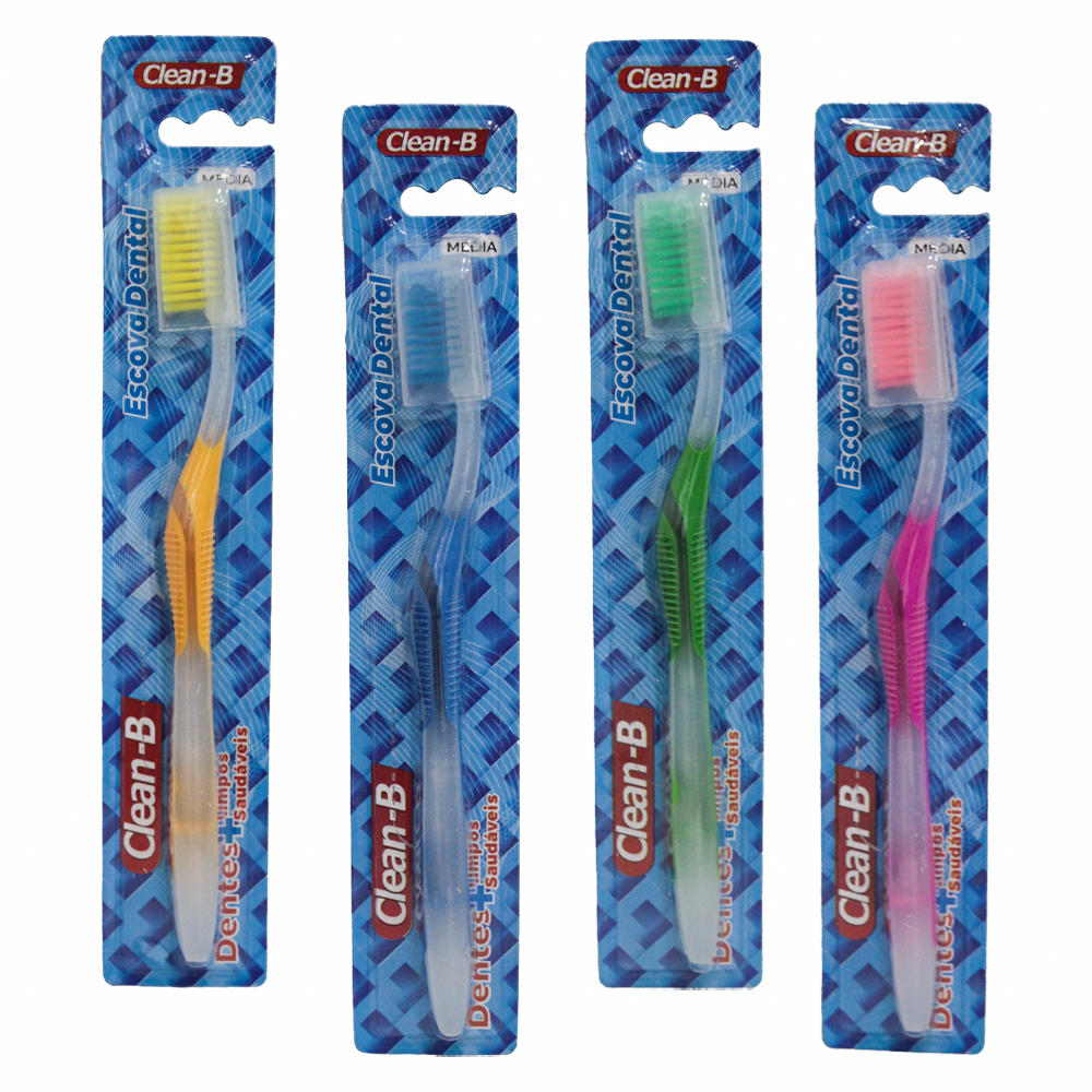 ESCOVA DENTAL MEDIA COM PROTETOR DE CERDA CLEAN-B