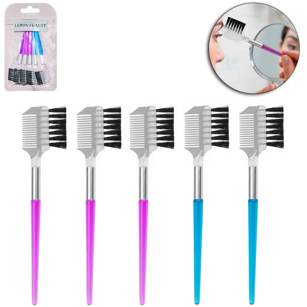 PINCEL COM PENTE PARA SOBRANCELHA LEMON BEAUTY COM 5 PECAS 9,5CM