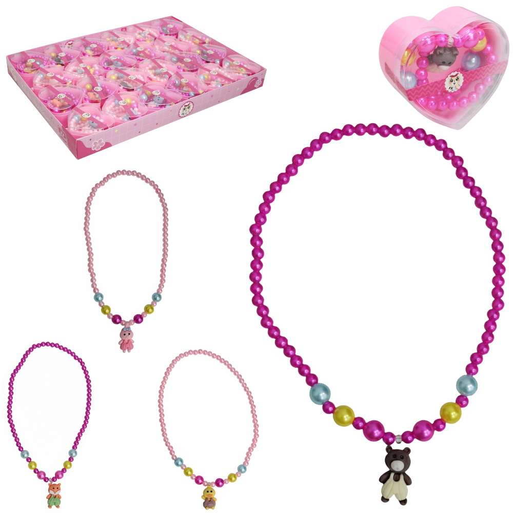 KIT BELEZA / BIJUTERIA INFANTIL COM COLAR + PINGENTE NO ESTOJO CORACAO