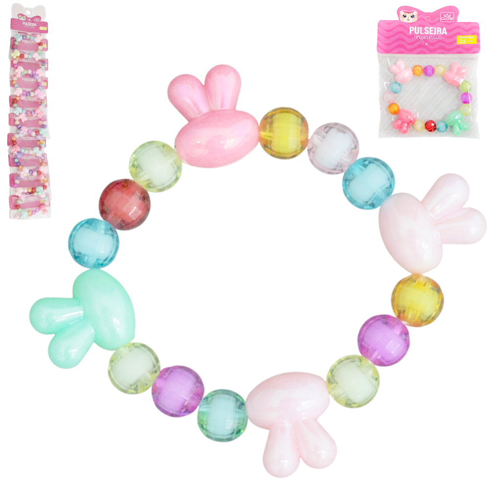 KIT BELEZA / BIJUTERIA INFANTIL COM PULSEIRA CARTELA COM 10 PECAS