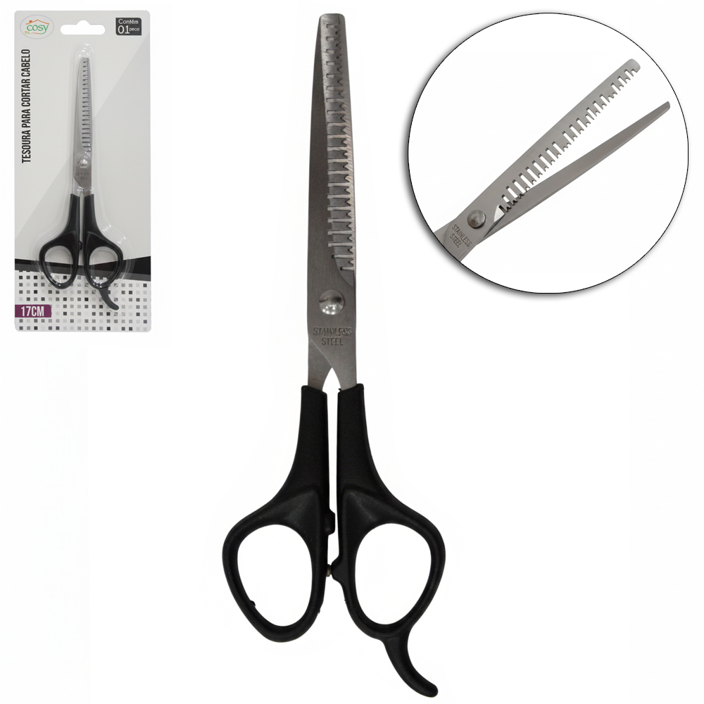 TESOURA DENTADA DE BARBEIRO / CABELEIREIRO DE INOX 6,5'' 17CM